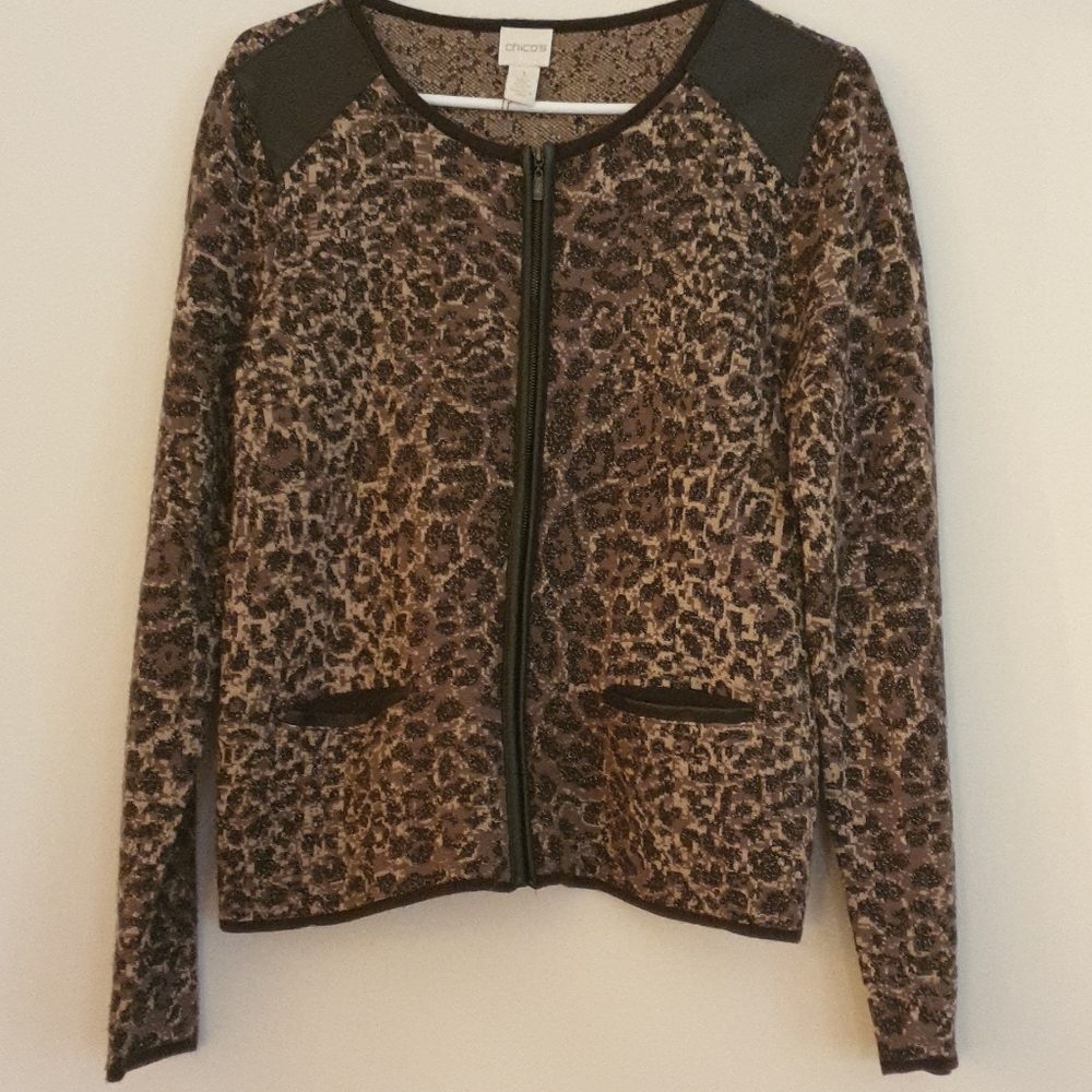 Chico's Animal Print Sweater/Jacket